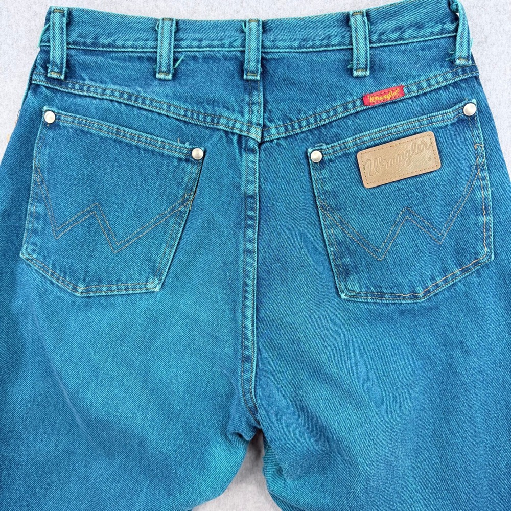 Vintage Wrangler Jeans 28X33 (measured) Teal Blue High Rise Straight Leg USA Era